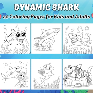 Dynamic Shark Coloring Pages For Kids and Adults | Thrilling Ocean-Themed, Exciting Underwater Shark Adventures – For Fun and Relaxation