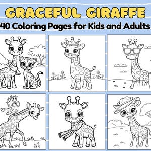 Graceful Giraffe Coloring Pages Unique Safari Fun for Kids and Adults| Cute and Charming Giraffe-Themed Easy and Playful Wildlife Printable
