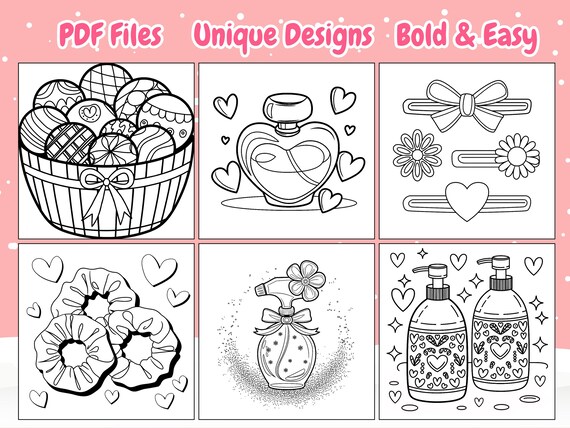 Glowy Cosmetic Coloring Pages for Beauty Lovers| Fun and Stylish Makeup, Skincare, Beauty Item and Beauty-Themed Designs for Kids and Adults