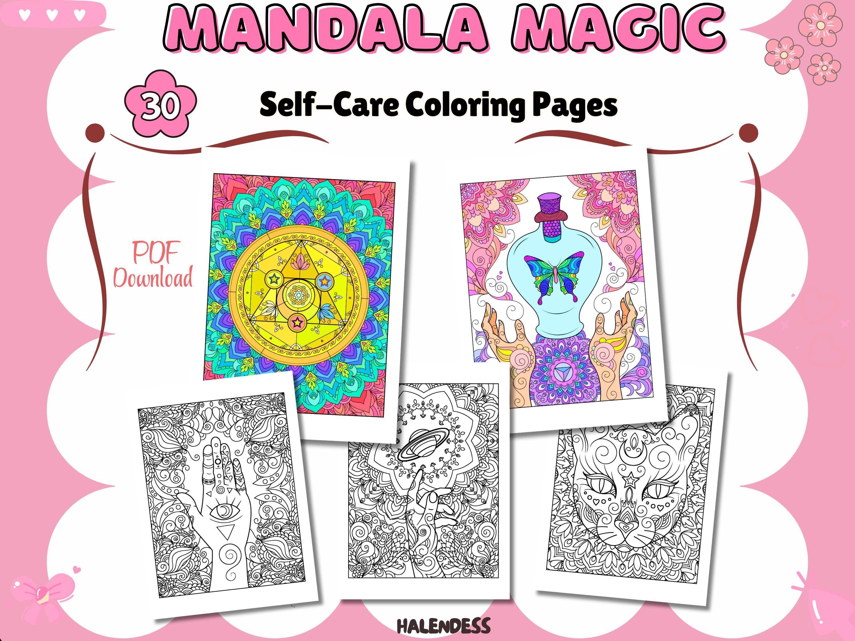 Mandala Magic Coloring Pages for Teens and Adults – Mystical Animals, Nature Symbols, and Sacred Geometry for Stress Relief and Self-Care