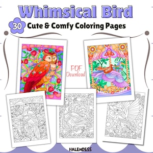 Whimsical Bird Coloring Pages for Teens and Adults – Beautiful Songbirds, Nature Scenes, and Floral Bird Art for Relaxation & Stress Relief