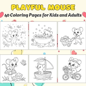 Playful Mouse Coloring Pages for Kids and Adults – Cute, Fun and Adorable Mice in Cozy, Playful, and Farmyard Scenes for Stress Relief