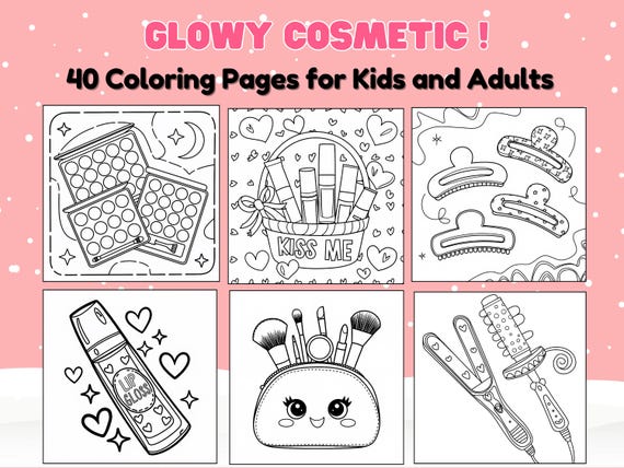 Glowy Cosmetic Coloring Pages for Beauty Lovers| Fun and Stylish Makeup, Skincare, Beauty Item and Beauty-Themed Designs for Kids and Adults