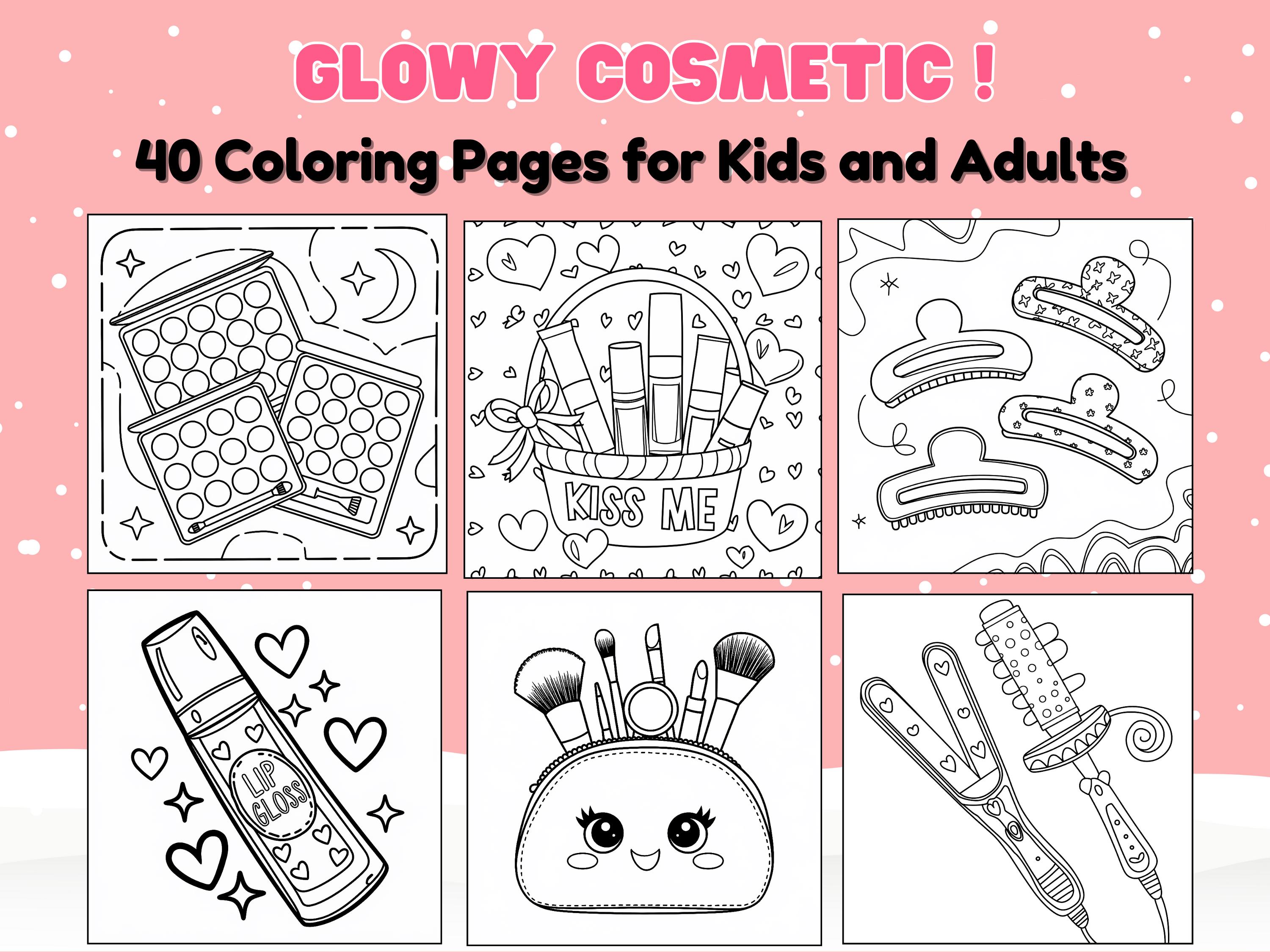 Glowy Cosmetic Coloring Pages for Beauty Lovers| Fun and Stylish Makeup, Skincare, Beauty Item and Beauty-Themed Designs for Kids and Adults