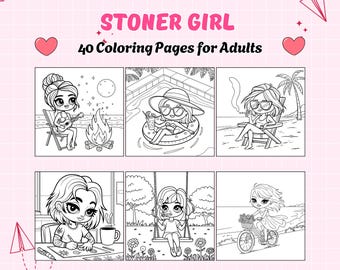 Stoner Girl Coloring Pages For Adults | Fun and Relaxing Chibi Girl for Chill Vibes, Creative Self-Care and Stress Relief | PDF Download