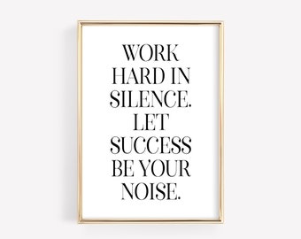 DIGITAL DOWNLOAD | Motivational Wall Art, Success Quote Print, Work Hard Poster, Printable Wall Art, Typography Print, Gym, Office Decor