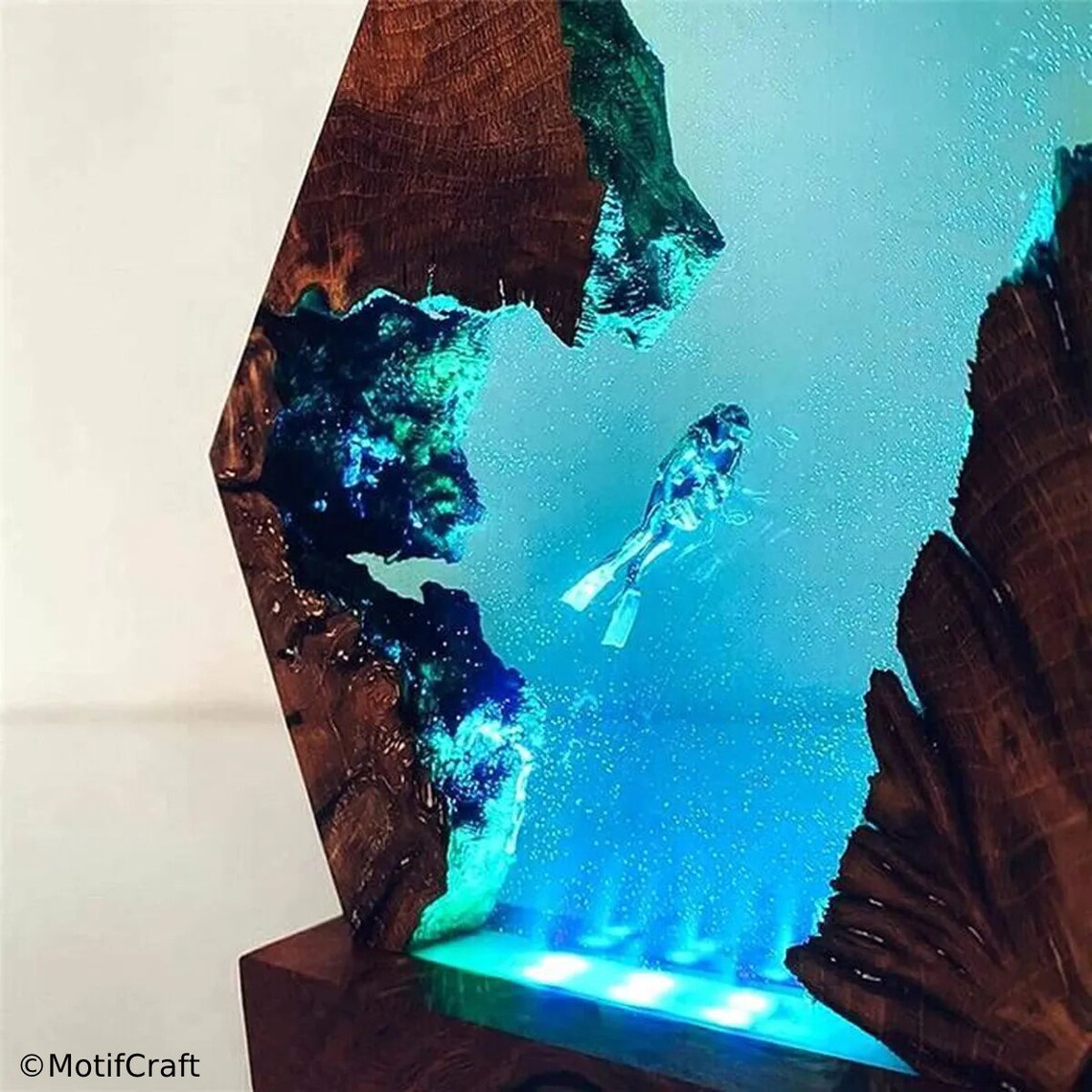 Resin LED Divers Lamp Custom Wood Divers Lamp Wood Resin Etsy