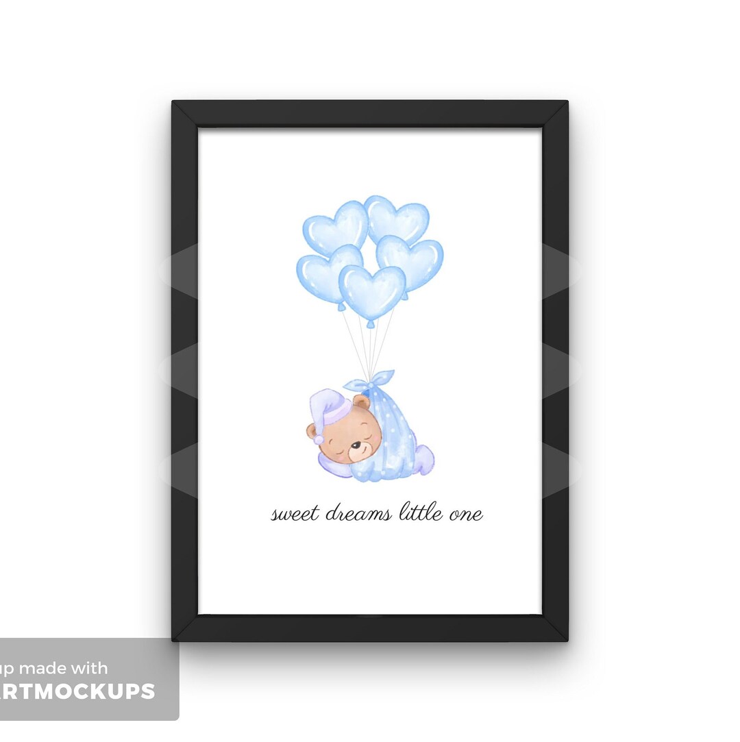 Nursery Art, Boy Nursery , Cute Nursery Art , Sleeping Teddy Poster
