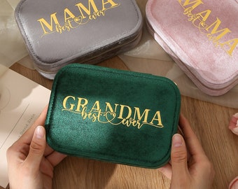 Personalisierte Samt Schmuckschatulle, Muttertagsgeschenke für Oma MAMA, Geburtstagsgeschenk, Schmuckorganisator, individuelles Weihnachtsgeschenk Sie