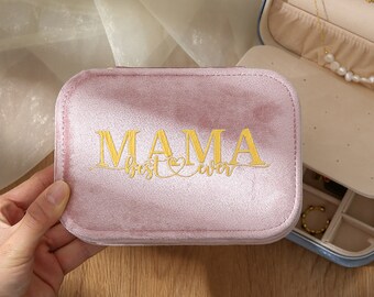 Personalisierte Muttertagsgeschenk, Best Mama Samt Schmuckschatulle, Mama Geburtstagsgeschenk, Schmuck Organisator, Weihnachtsgeschenk für Mama