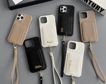 Leather card slot phone case, personalized card slot holder iPhone case, custom phone case, iPhone 15 14 13 12 11 Pro Mini Pro max Case