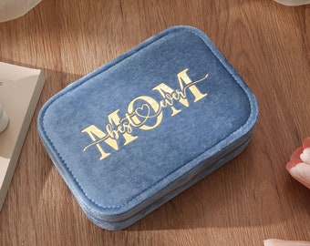 Boîte à bijoux en velours Meilleure maman de tous les temps, cadeau personnalisé pour la fête des mères, cadeau d'anniversaire de maman, organisateur de bijoux, cadeau de Noël pour maman