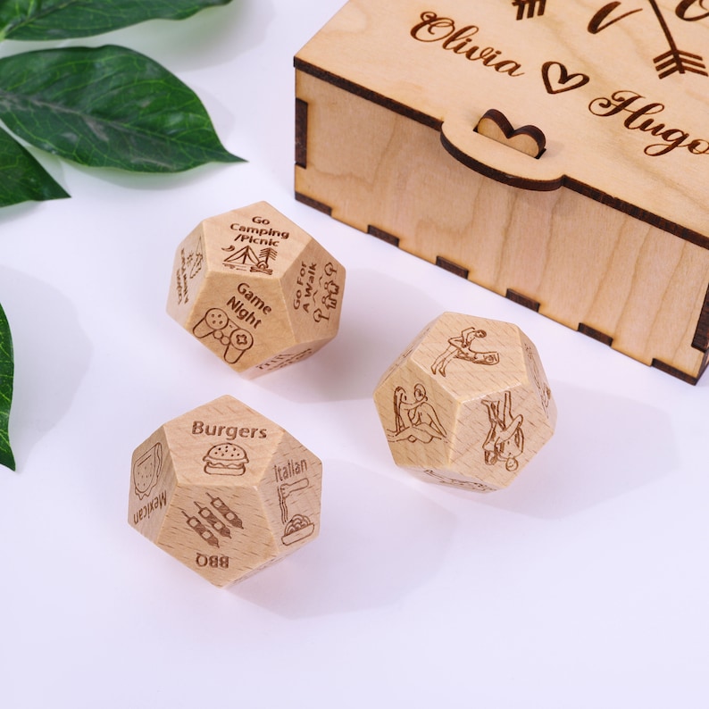 a couple of wooden dices sitting on top of a table