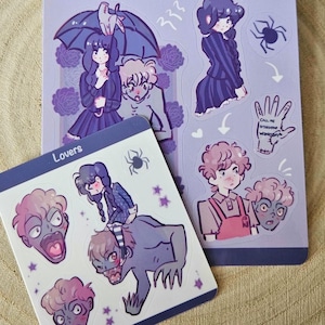 Goth sticker sheet journal girl monster lovers romance bookmark bundle