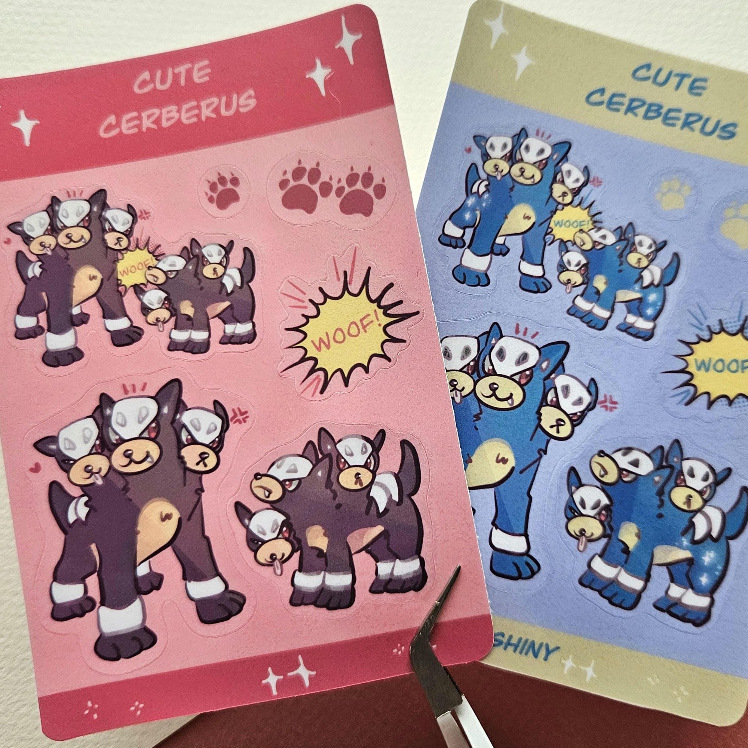 Hellhound Dog Cerberus Cute Sticker Sheet Puppy Cerberus Three Headed ...