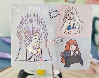 Kawaii Dragon & Wolf Girl Sticker Sheet: Handmade Journal Stickers