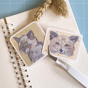 Pack d'autocollants en vinyle pour animaux, aquarelles de renard, autocollants pour animaux de compagnie pour bouteilles d'eau