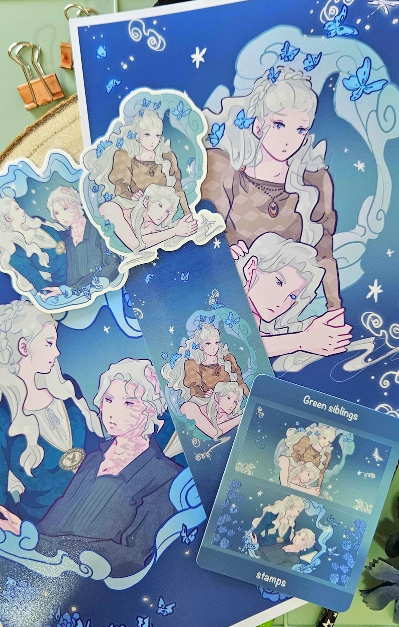 Team Green Dragon Art Print Bookmark Fantasy Dragon Sticker Sheets ...