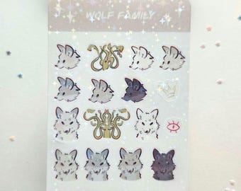 Wolf sticker sheet chibi wolf sticker for journal kraken sticker kawaii sticker for planner