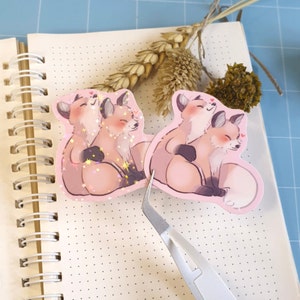 Sticker bébé renard Stickers renard kawaii pour ordinateur portable Stickers animaux en vinyle Hydroflask holographiques