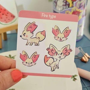 Fennec fox small sticker sheet gen 6 kawaii anime monster sticker for journal journaling