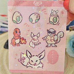 Kawaii pink sticker sheet small cute journal sticker waterproof