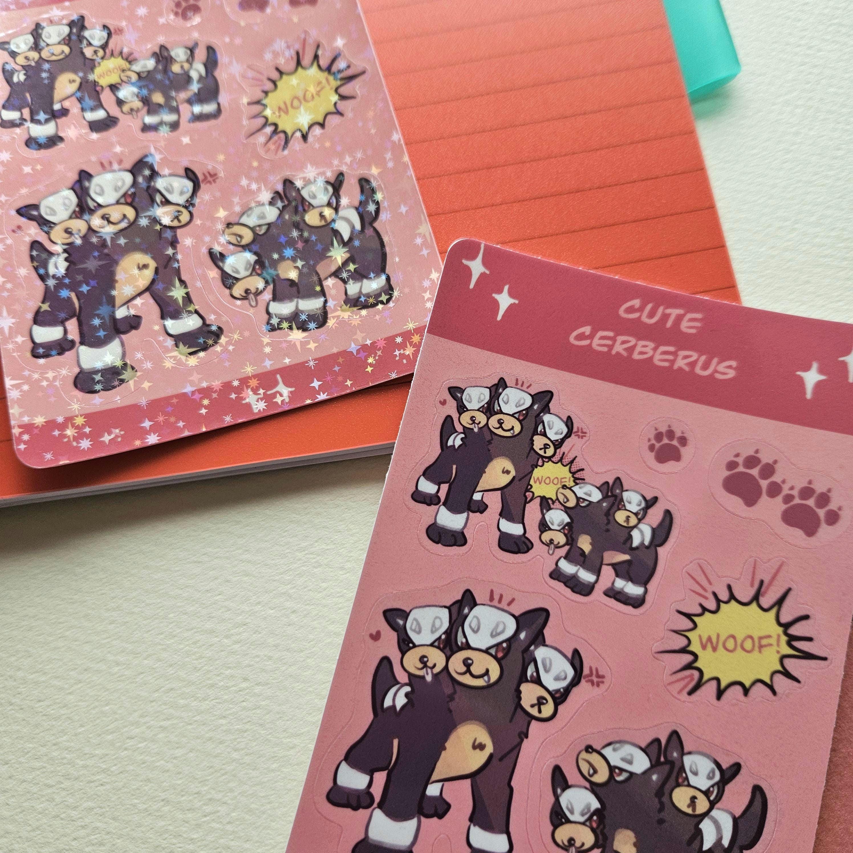 Hellhound Dog Cerberus Cute Sticker Sheet Puppy Cerberus Three Headed ...