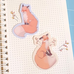 Sticker renard, sticker renard kitsune, renard roux, bébé renard, pack d'autocollants animaux, autocollant kawaii, papeterie renard