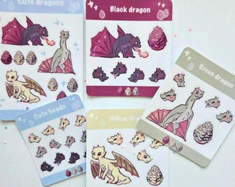 Baby dragon sticker sheet fantasy waterproof journal notebook