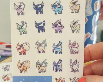 Evoli-Stickerbogen für 9 glänzende Evoli-Sticker