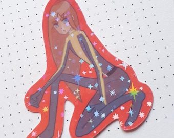 Phoenix, super hero sticker, fantasy stickers, anime girl sticker, anime laptop sticker, laptop sticker cute, holographic sticker