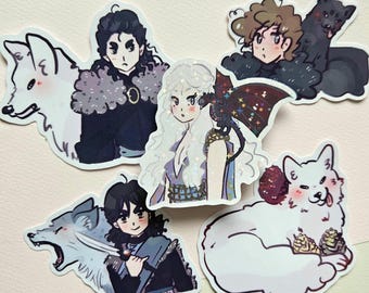 Girl dragon sticker pack  white wolf decal  anime bundle for bottle laptop stickers art dark fantasy hydroflask waterbottle gift