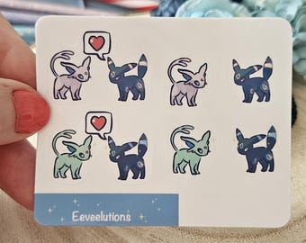 Eeveelution vinyl sticker mini sticker sheet planner diary scrapbooking