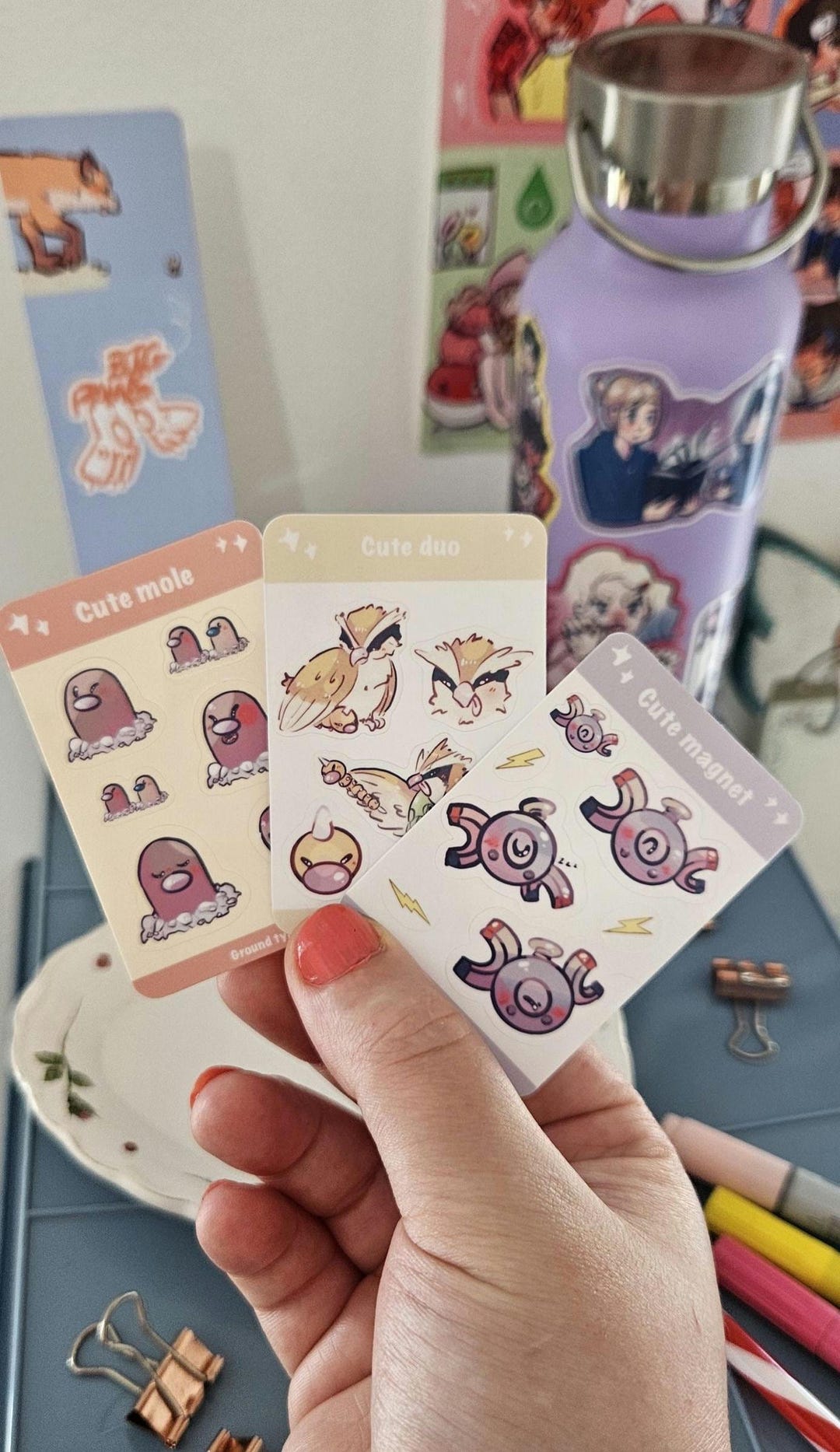 Small Sticker Sheet Kawaii Animal Stickers Mole Bird Magnet Journal and ...