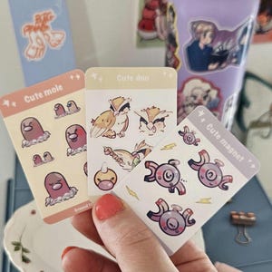 Kleine Stickerbogen Kawaii Tier Sticker Maulwurf Vogel Magnet Journal und Planer Deko