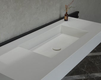 Handcrafted White Quartz Bathroom Vanity Sink: Wall Mount or Vanity Top