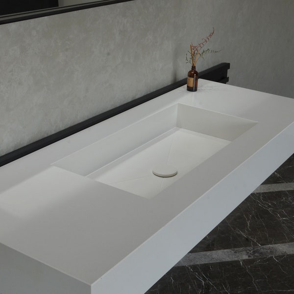 Quartz Bathroom Vanity With Single Sink, Vessel Sink, Sink Integrated Custom Quartz Countertop, Kitchen Sink, Bathroom Sink, Bathroom Vanity