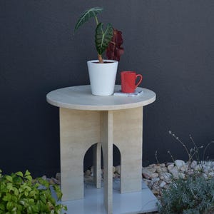 Travertine Marble Coffee Table, Round Marble Coffee Table, Luxury Side Table, Elegant Coffee Table for Living Room, Marble Side Table