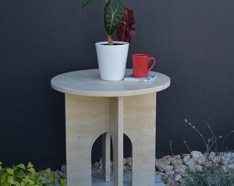 Travertine Marble Coffee Table: Round Luxury Side Table