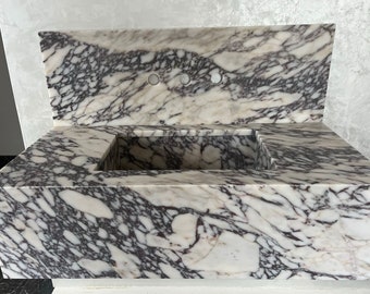 Custom Calacatta Viola Marble Sink,Handmade Custom Calacatta Viola Marble Sink,Marble Vanity Top Sink, Sink For Bathroom, Marble Vessel Sink