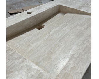 Custom Travertine Vessel Sink, Handmade Custom Light Beige Travertine Sink,Ramp Style Travertine Sink, Sink For Bathroom, Marble Vessel Sink