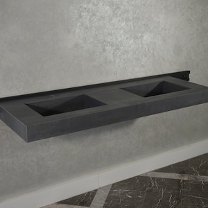 Custom Made Infinity – Metal Dark Porcelain Sink, Engineered Bathroom Vanity Top, Rusty Look Sink, Custom Bathroom Countertop