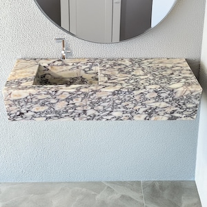 Custom Calacatta Viola Marble Sink, Calacatta Viola Marble Sink, Marble Sink For Bathroom, Wall Mounted Marble Sink, Bathroom Sink