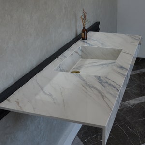 Custom Dekton Onirika Trance Sink, Handmade Custom Sink, High Engineered Bathroom Vanity Top, Stone Bathroom Sink, Engineered Porcelain Sink