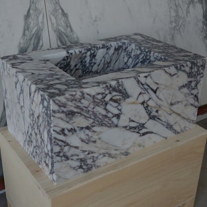 Handmade Calacatta Viola Marble Vessel Sink: Custom Vanity Top