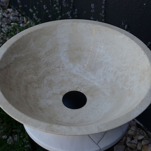 Custom Marble Sink, Handcarved Light Beige Travertine Sink, Bathroom Sink, Vanity Top Sink, Vessel Sink, Handcrafted Bowl Sink For Bathroom