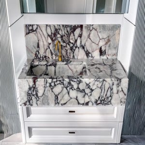 Custom Calacatta Viola Marble Sink, Handmade Custom Calacatta Viola Marble Sink, Marble Vanity Top, Marble Bathroom Sink, Marble Vessel Sink