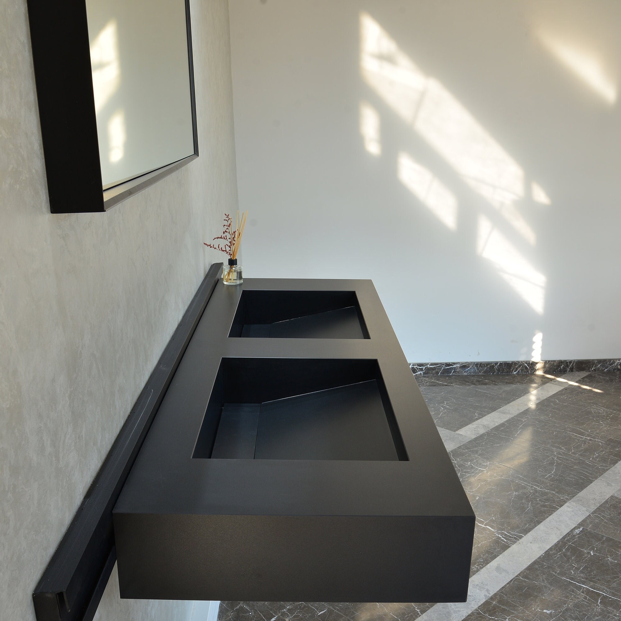 Custom Infinity Total Black Double Sink, Porcelain Sink, Engineered ...