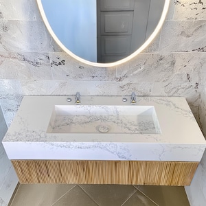 Custom Quartz Countertop, Bathroom Countertop, Vessel Sink, Sink Integrated Custom Quartz Countertop, Quartz Bathroom Sink, Quartz Sink