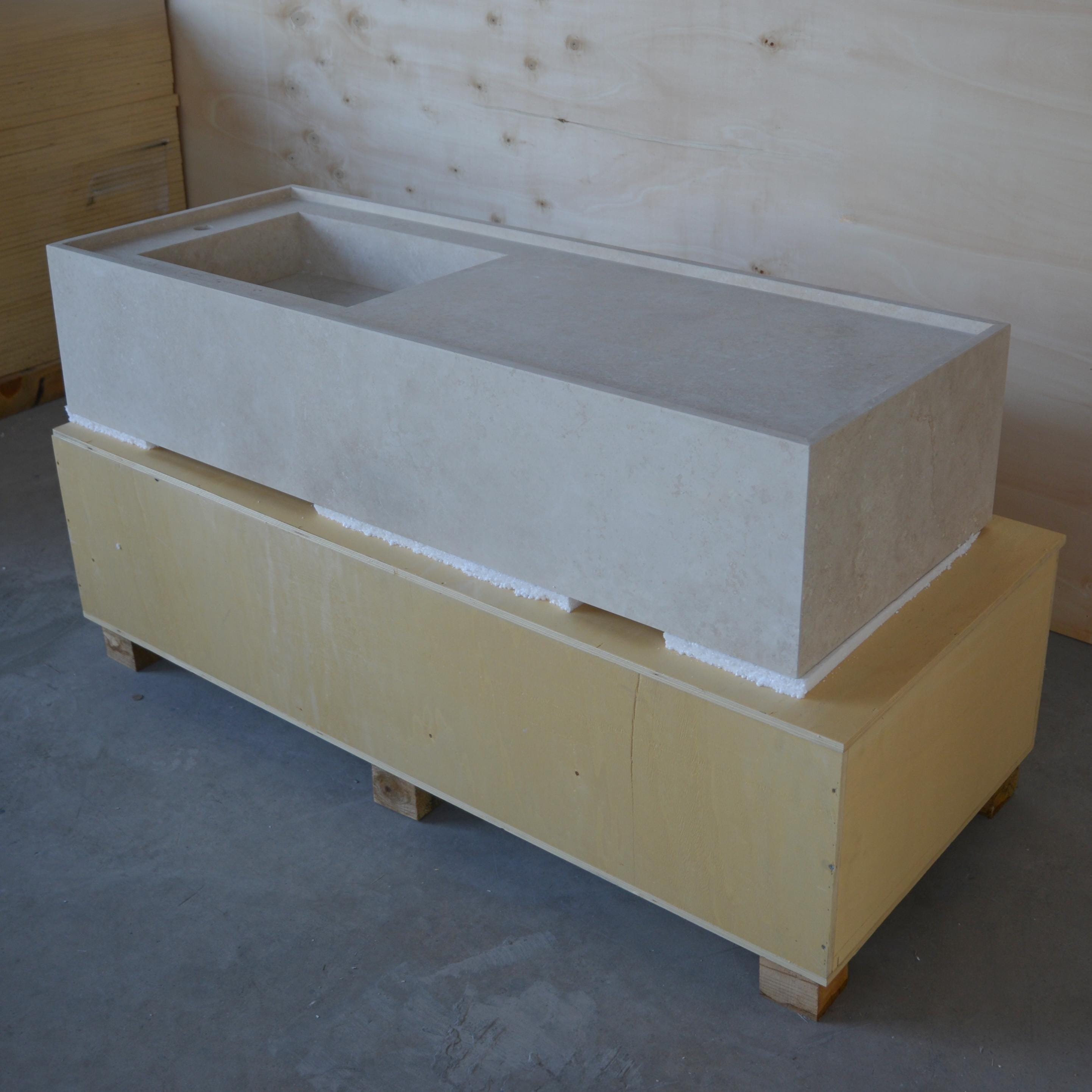 Custom Travertine Sink, Handmade Custom Beige Travertine Sink, Cross Cut Travertine Wall Mounting Sink, Travertine Sink, Marble Vessel Sink